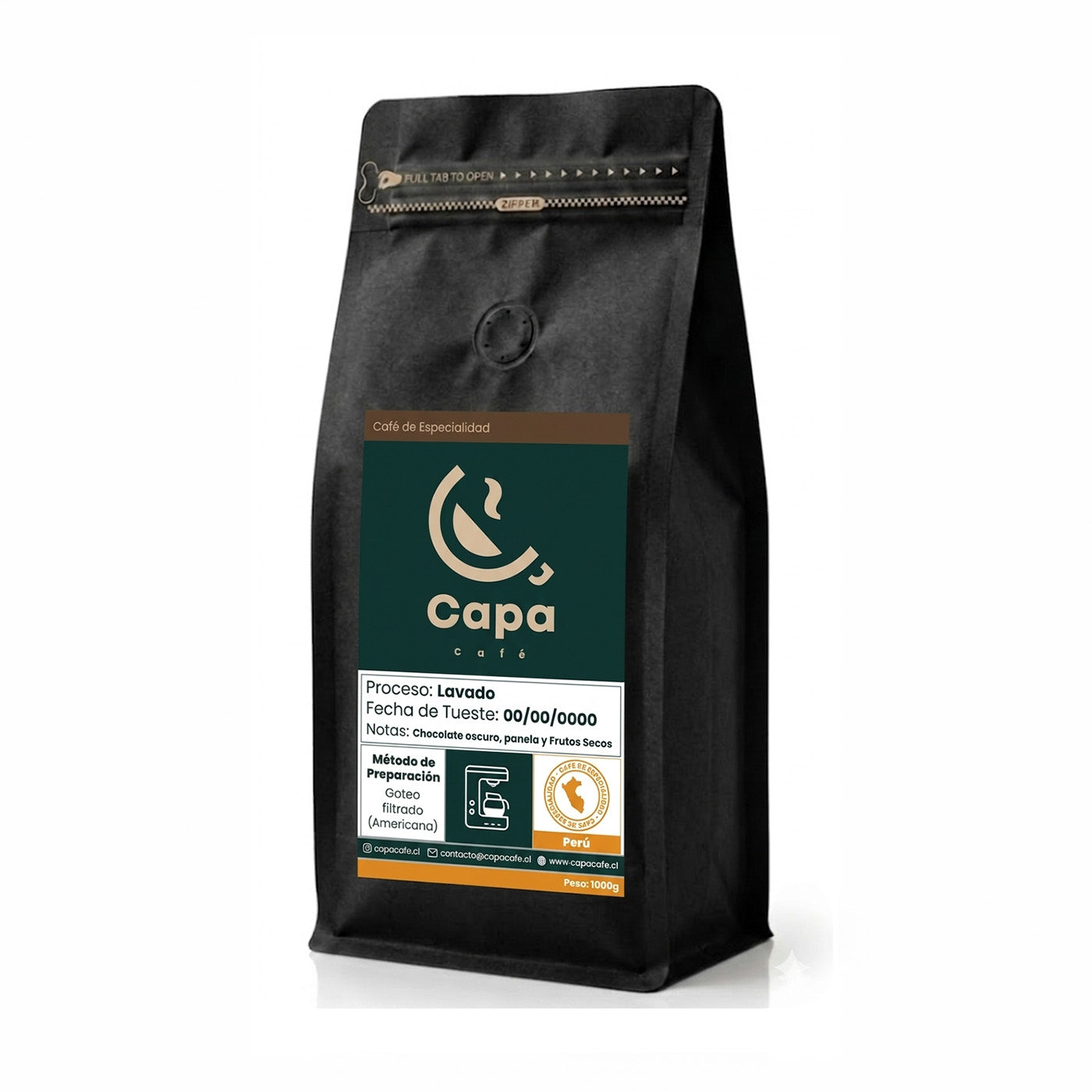 Bolsa de café de origen Perú de Capa Café