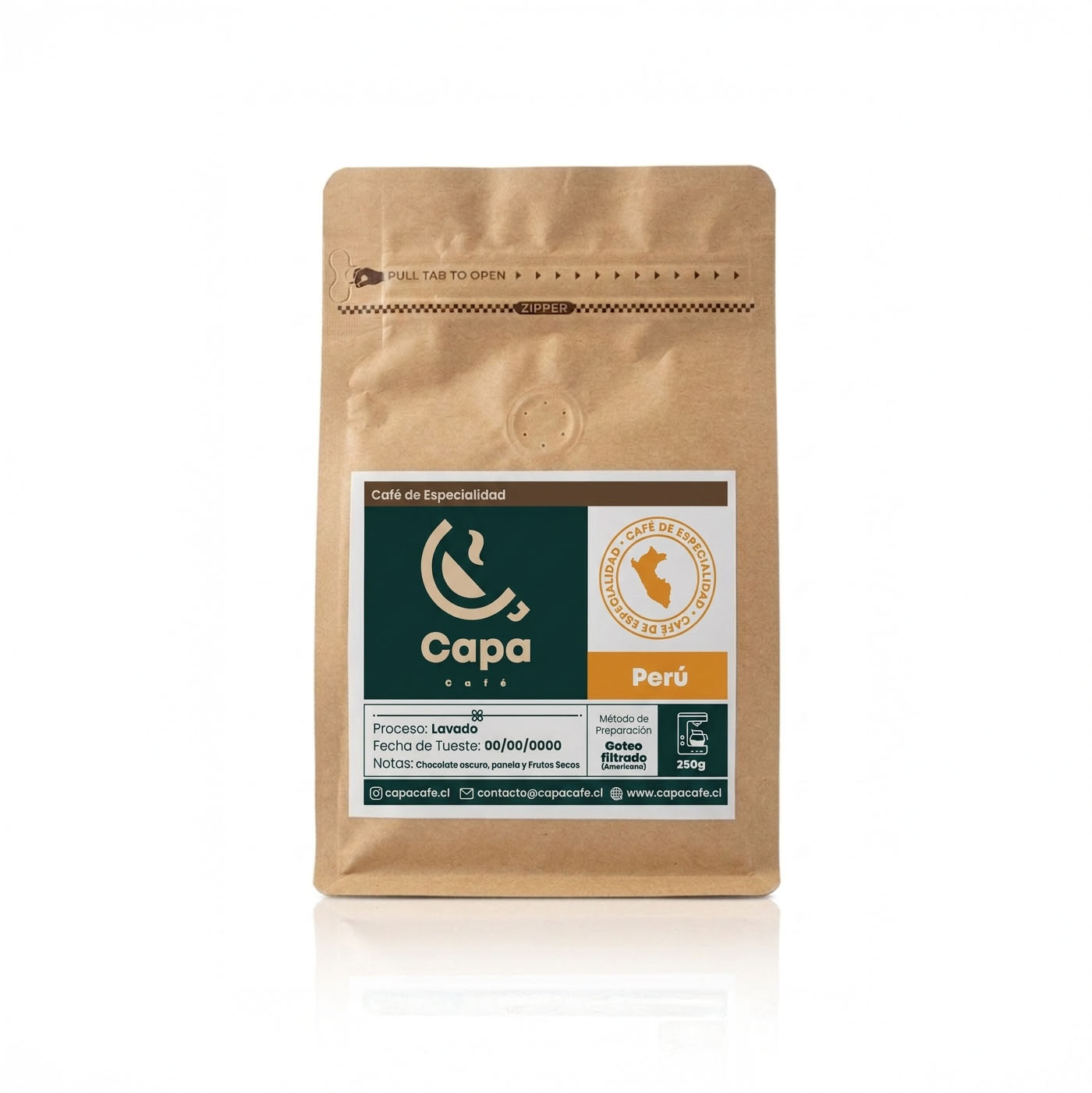 Café de origen Perú de Capa Café, empaque de café de especialidad